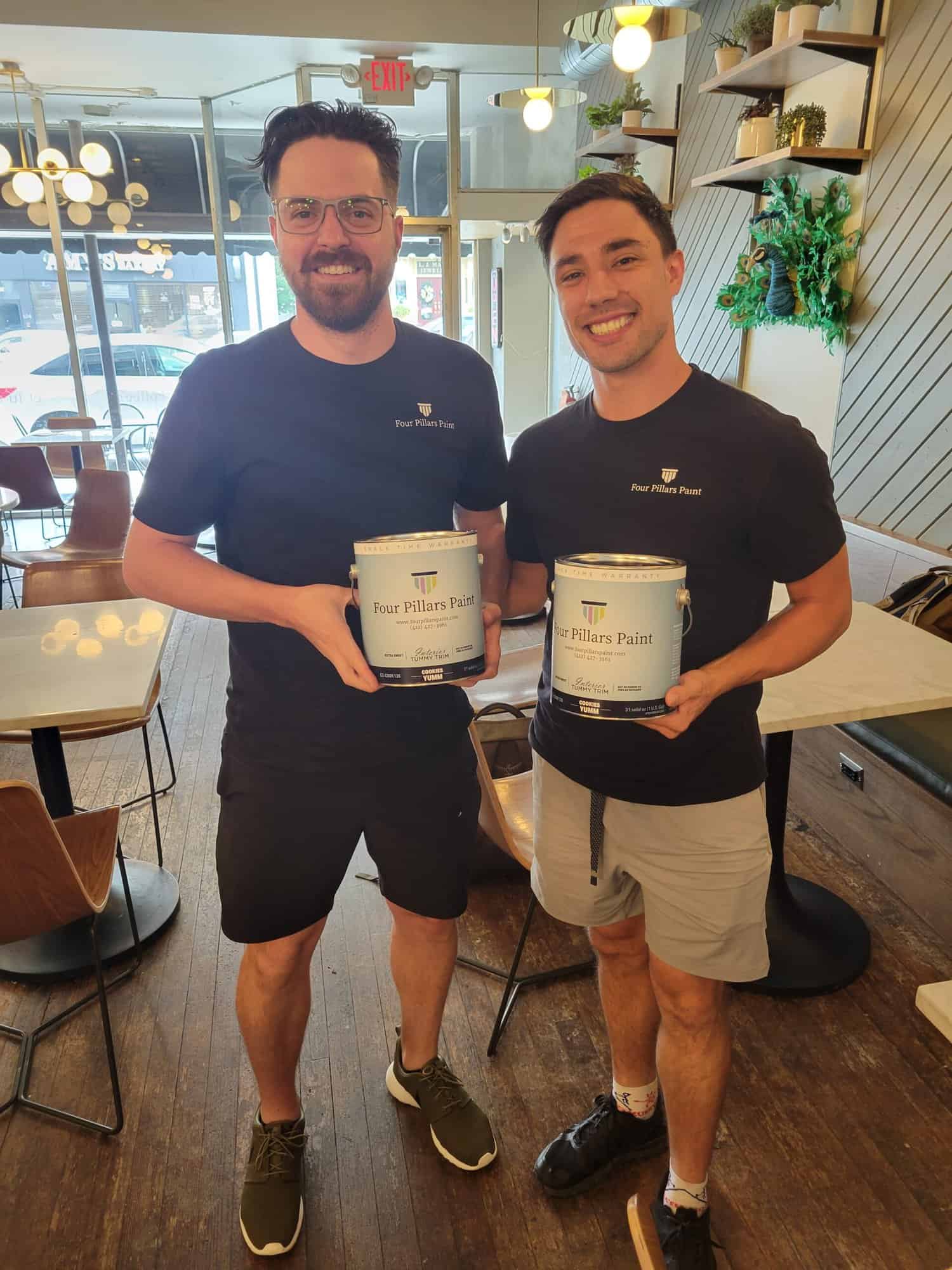 Matt Burns and GianCarlo Lies – Picture Picture of Matt Burns and GianCarlo Lies, holding 2 paint cans.